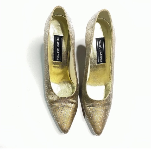 STUART WEITZMAN GOLD & SILVER HEELS - Picture 1 of 15